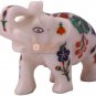 3" Marble White Collectible Elephant Statue Multi Stone Floral Inlaid Home Deco