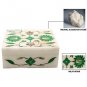 4"x3"x2" White Marble Jewelry Storage Box Malachite Inlaid Floral Art Home Decor