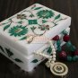 4"x3"x2" White Marble Jewelry Storage Box Malachite Inlaid Floral Art Home Decor
