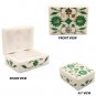 4"x3"x2" White Marble Jewelry Storage Box Malachite Inlaid Floral Art Home Decor