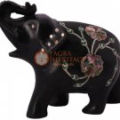3" Marble Black Elephant Sculpture Pauashell Inlaid Floral Design Columbus Gifts 3" Marble Black Elephant Sculpture Pauashell Inlaid Floral Design Columbus Gifts