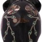 3" Marble Black Elephant Sculpture Pauashell Inlaid Floral Design Columbus Gifts