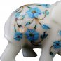 4" Marble Handmade Elephant Statue Gemstone Floral Design Hallway Decor Gifts