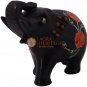3" Black Decorative Elephant Sculpture Carnelian Marquetry Floral Bedroom Decor
