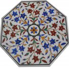 24" White Marble Dining Coffee Table Top Marquetry Multi Inlay Housewarming Gift
