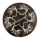 24" Black Round Marble Hallway Outdoor Table Top Handmade Inlay Patio Decor E509