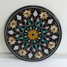 24" Black Marble coffee Table Top Handmade Inlaid Marquetry Home Mosaic Decor