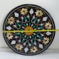 24" Black Marble coffee Table Top Handmade Inlaid Marquetry Home Mosaic Decor