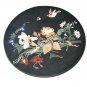 24" Black Round Marble Coffee Table Top Marquetry Inlay Arts Hallway Decor H601