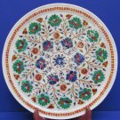 18" White Marble Round Coffee Table Top Multi Marquetry Inlay Floral Decor E885