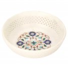 5"x5''x1.5'' White Marble Fruit Bowl Marquetry Floral Lattice Inlay Decor H3637 5"x5''x1.5'' White Marble Fruit Bowl Marquetry Floral Lattice Inlay Decor H3637
