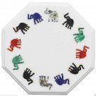 Marble Marquetry Top Center Coffee Table Elephant Mosaic Inlay Housewarming Gift Marble Marquetry Top Center Coffee Table Elephant Mosaic Inlay Housewarming Gift