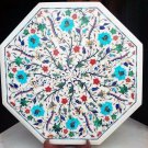 15" Marble Garden Coffee Table Top Multi Marquetry Inlay Christmas Decor H4342