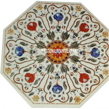 15'' Marble Coffee Table Top Stone Inlay Marquetry Italian Halloween Decor H3092