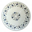18" White Round Marble Coffee Table Top Lapis Lazuli Inlay Furniture Decor E1058