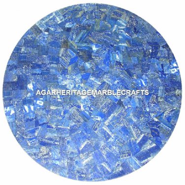 18" Exclusive Marble Coffee Table Top Lapis Lazuli Mosaic Inlay Outdoor Decor