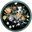 24'' Black Marble Coffee kitchen Table Top Mosaic Semi Precious Inlay Arts Decor