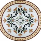 24" Fabulous Marble Coffee Center Top White Table Floral Marquetry Inlaid H5006
