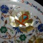 12" Marble Plate Lapis Malachite Mother of Pearl Inlay Stone Floral Art Decor
