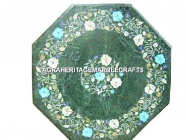 12'' Green Marble Coffee Table Inlay Fine Marquetry Decor Furniture Decor H3109