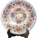 12" White Marble Round Coffee Table Top Hakik Inlay Elephant Hallway Decor E123