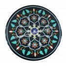 16" Marble Round Coffee Center Table Top Handmade Inlay Work Garden Decor H4354