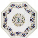 18" White Marble Coffee Top Table Lapis Floral Inlay Furniture Garden Decor E933