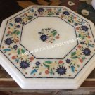 15" Marble Coffee Outdoor Table Top Multi Marquetry Inlay Furniture Decor H4370