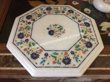 15" Marble Coffee Outdoor Table Top Multi Marquetry Inlay Furniture Decor H4370