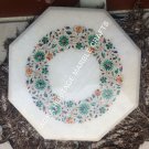 15" Outdoor Marble Coffee Table Top Inlay Precious Stone Occasional Decor H5377A