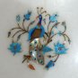 12" Marble Coffee Turquoise Dining Table Top Peacock Pietra Dura Elephant Art
