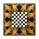 24" Black Marble Coffee Chess Table Top Handmade Inlay Design Garden Decor E1043