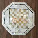 12" Marble Inlaid Chess Table Mother of Pearls Stone Art Mosaic Veterans Gift