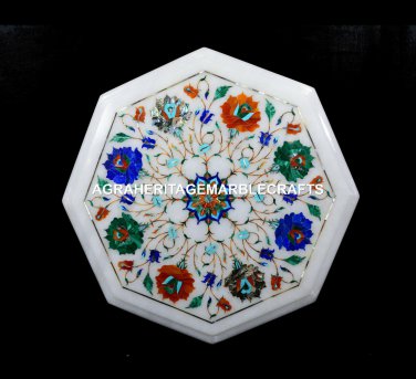 Marble Kitchen Side Table Top Marquetry Inlay Fine Stone Arts Patio Decor H5400