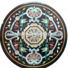 Black Marble Round Mosaic Coffee Table Pietradure Inlay Birds Arts Decor H2949