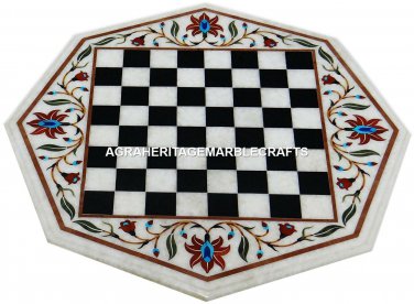 Marble Coffee Chess Table Top Jasper Mosaic Floral Art Marquetry Furniture H2973