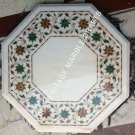 Marble White Top Coffee Table Hakik Malachite Inlay Art Wedding Gift Decor H5386