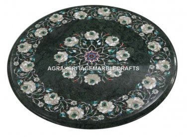 Marble Coffee Table Top Mother of Pearl Inlay Gems Pietradure Patio Decor H1381