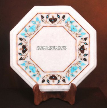 Marble Top Coffee Kitchen Table Turquoise Marquetry Inlay Outdoor Decor H3735
