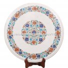White Marble End Corner Table Top Floral Art Hakik Inlay Mosaic Home Decor H2491