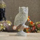 4.5" Natural Soapstone Handcrafted Mother Owl Filigree Inlaid Housewarming Gifts