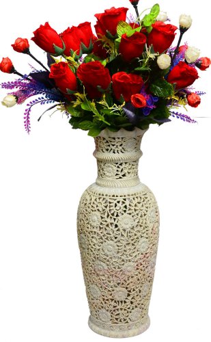 12" Marble Soapstone Flower Vase Pot Beautiful Home Decor Art Gift H735