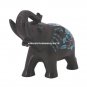 Decorative Marble Elephant Sculpture Turquoise Inlay Floral Art Mosaic Decor E35