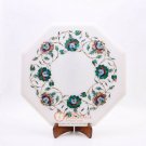 14"x14" Marble White Coffee bar Table Malachite Semi Precious Floral Art Decor 14"x14" Marble White Coffee bar Table Malachite Semi Precious Floral Art Decor
