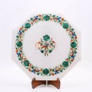 Antique Marble Top Table Malachite Inlay Semi Precious Floral Design Home Decor