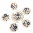 White Marble Coffee Coaster Set Lapis Lazuli Stone Inlay Kitchen Art Decor H3565 White Marble Coffee Coaster Set Lapis Lazuli Stone Inlay Kitchen Art Decor H3565