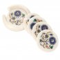 White Marble Coffee Coaster Set Lapis Lazuli Stone Inlay Kitchen Art Decor H3565