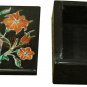 1.5"x2" Black Jewelry Vintage Box Carnelian Pietradura Floral Veterans Gift Deco