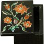 1.5"x2" Black Jewelry Vintage Box Carnelian Pietradura Floral Veterans Gift Deco