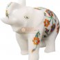 2" White Jumbo Elephant Sculpture Carnelian Marquetry Floral Veterans Gift Decor